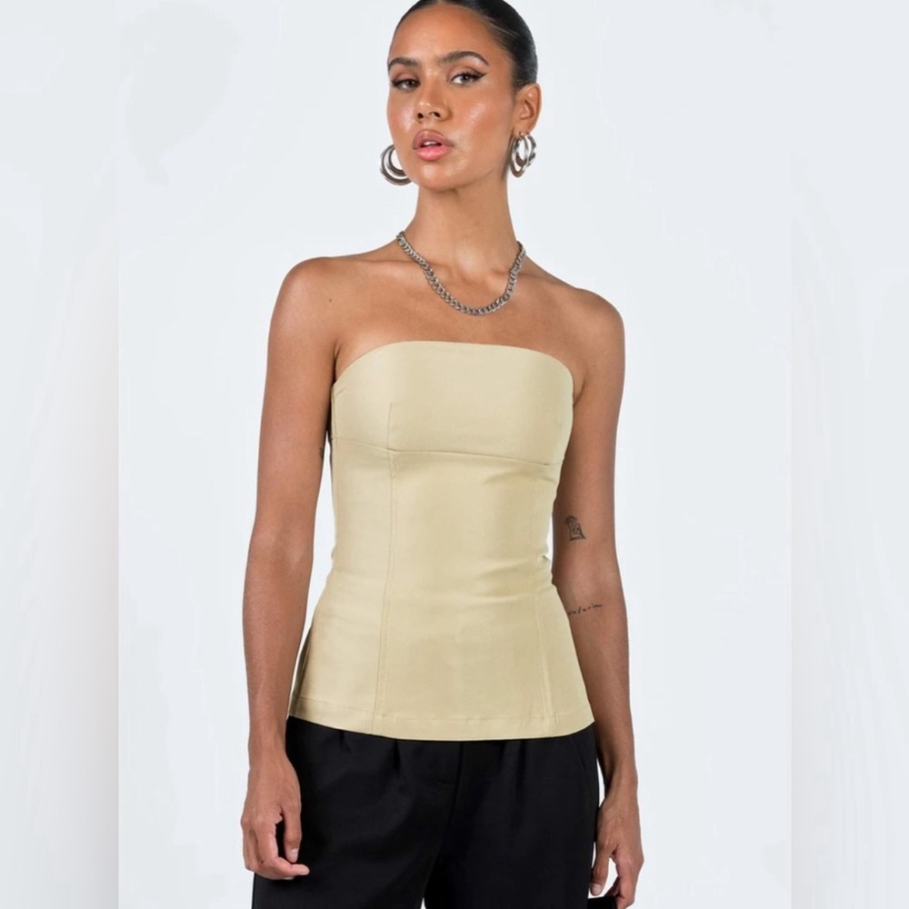 WESANDERS STRAPLESS TOP CAMEL